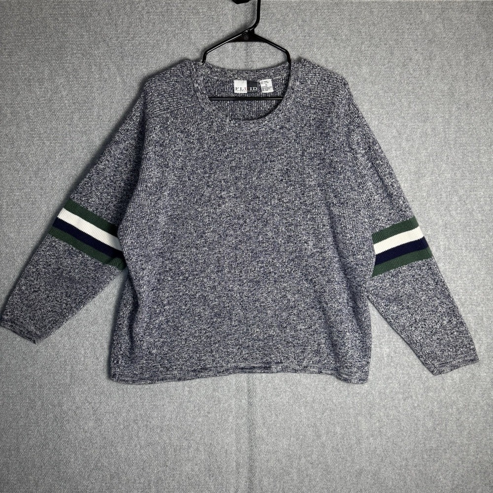 FLUID Sweater Men's Vintage 90s Color Block Pullover Sweater Size XL Crewneck